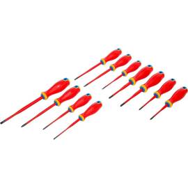 Jeu de Tournevis VDE 11 pcs - Pointe Extra Fine - Isolation et Précision pour Électricien, Chrome-Vanadium - D-Work