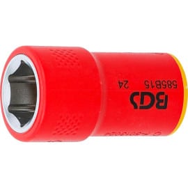 Douille pour Clé VDE Six Pans 10 mm (3/8) - 15 mm - Sécurité Électrique et Précision - Acier - D-Work