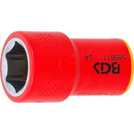 Douille pour Clé VDE Six Pans 10 mm (3/8) - 17 mm - Isolation Sécurisée et Précision, Acier, Pro - D-Work