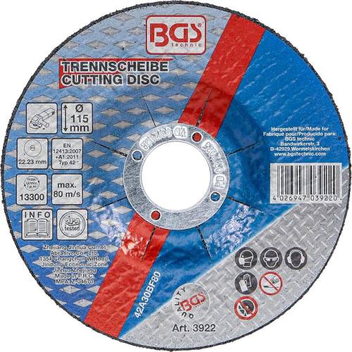 Disque à Couper pour Métal 115 x 2,5 x 22,2 mm - Type 42 - Coupe Précise et Durable, Pro - D-Work