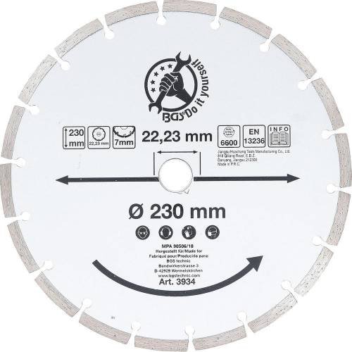 Disque de Coupe en Segments 230 mm - Coupe Précise et Durable - BGS