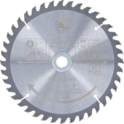 Lame de Scie Circulaire Métal Dur 180 x 30 x 2,5 mm - 40 Dents - Coupe Précise et Durable - D-Work