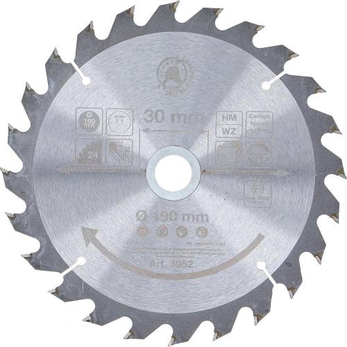Lame de Scie Circulaire Métal Dur 190x30x2,5 mm - 24 Dents - Précision et Durabilité - BGS