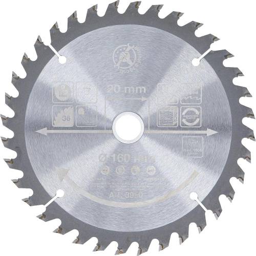 Lame de Scie Circulaire Métal Dur 160x20x2,4 mm - 36 Dents - Précision et Durabilité - - BGS
