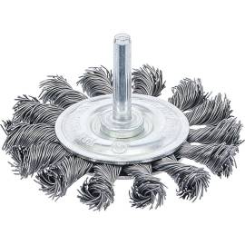 Brosse Plate Tressée Ø75 mm - Arbre d Entraînement 6 mm - Résistante et Précise - BGS