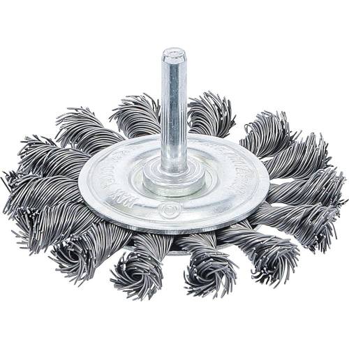 Brosse Plate Tressée Ø75 mm - Arbre d Entraînement 6 mm - Résistante et Précise - BGS