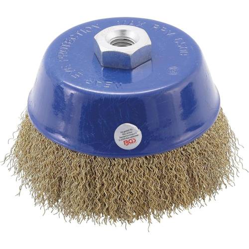 Brosse Ronde 125 x 75 mm - Réception M14 x 2,0 - Acier, Usage Industriel - Nettoyage Efficace et Durable - D-Work