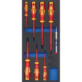 Insert de Servante d Atelier 1/3 - Jeu de 8 Tournevis VDE - Isolation Sécurisée et Précision Professionnelle - BGS