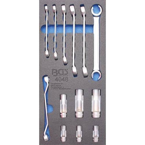 Insert de Servante d Atelier 1/3 - Jeu de 13 Douilles Clé Polygonale Ouverte 10 mm (3/8\ ) - Clé Spéciale - Précision et P - BGS