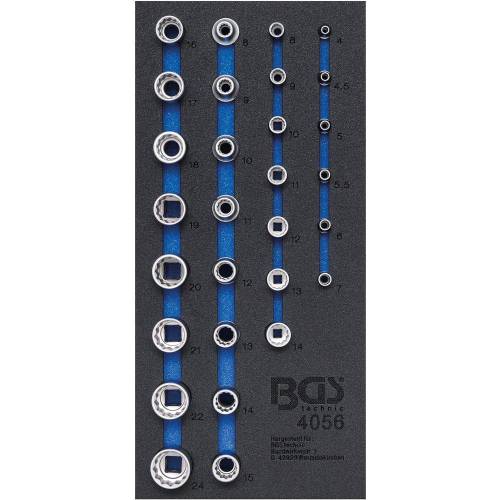 Insert de Servante d Atelier 1/3 - Jeu de 29 Douilles Clé 6,3 mm (1/4) et 12,5 mm (1/2) - Douze Pans - D-Work
