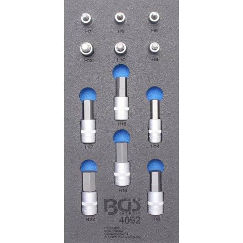 Insert de Servante d Atelier 1/3 - Jeu de 12 Douilles et Embouts Six Pans Intérieurs 12,5 mm (1/2 ) - Précision et Polyval - BGS