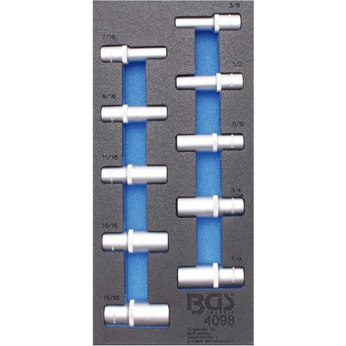 Insert de Servante d Atelier 1/3 - 10 Douilles Longues 12,5 mm (1/2) Six Pans - Acier Résistant - Organisation - D-Work