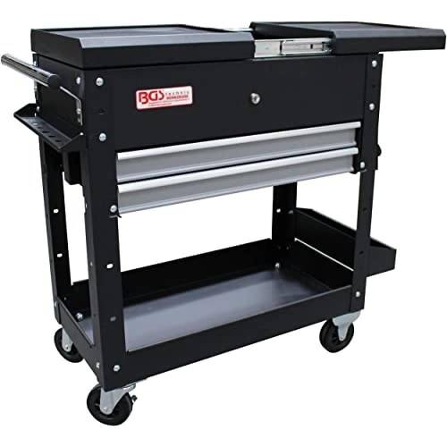 Servante d Atelier 2 Tiroirs 46 x 42 x 77 cm - Tablette d Extension Horizontale - Mobilier Robuste et Pratique - D-Work