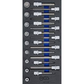 Insert de Servante d Atelier 1/3 - Jeu de 24 Douilles et Embouts 12,5 mm (1/2 ) Six Pans Intérieurs - Polyvalent et Résist - BGS