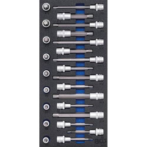 Insert de Servante d Atelier 1/3 - Jeu de 25 Douilles et Embouts 12,5 mm (1/2 ) Profil Cannelé - Organisation et Accessibi - BGS
