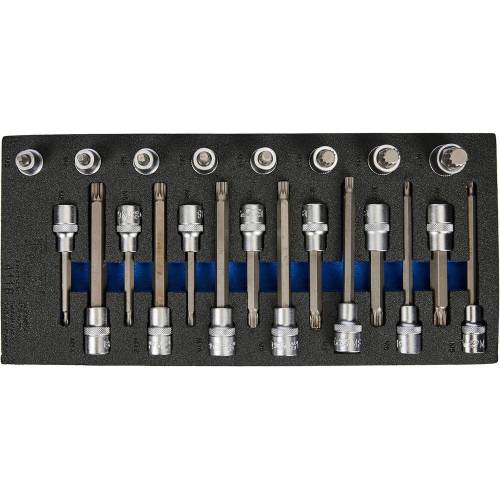 Insert de Servante d Atelier 1/3 - 22 pcs, 12,5 mm (1/2) - Denture Multiple Intérieure XZN - Polyvalence et Précision - D-Work