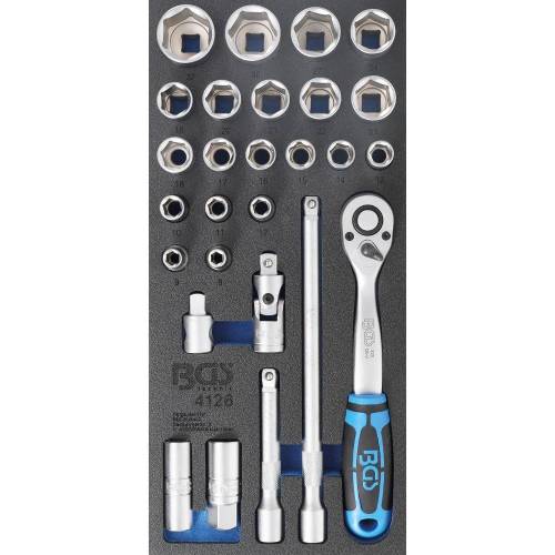 Insert de Servante d Atelier 1/3 - Jeu de 27 Douilles 12,5 mm (1/2) - Organisation et Accessibilité Optimale - D-Work
