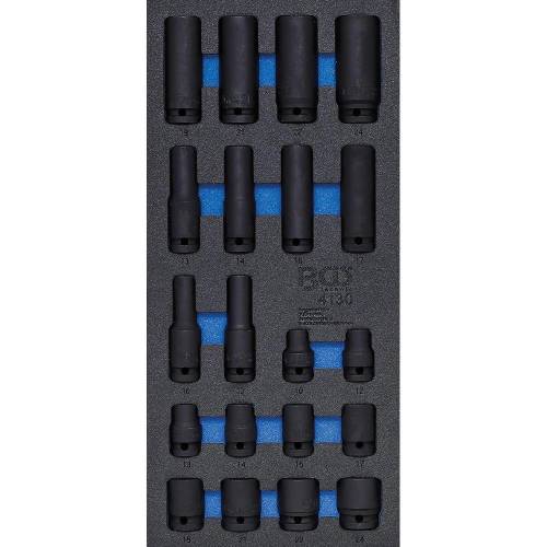 Insert de Servante d Atelier 1/3 - 20 Pièces Douilles à Choc Six Pans 12,5 mm (1/2 ) Profondes - Précision et Robustesse - BGS