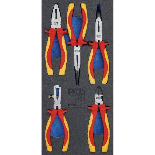 Insert de Servante d Atelier 1/3 - Jeu de 5 Pinces VDE - Isolation Sécurisée et Précision - D-Work