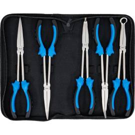 Jeu de Pinces à Bec L. 290 mm - 5 pcs - Précision et Maniabilité - Acier, Zones Difficiles - D-Work