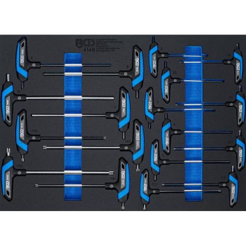 Insert de Servante d Atelier 3/3 - Jeu de 18 Tournevis Poignée en T, Six Pans Femelle Profil Torx - Précision et Confort d - BGS
