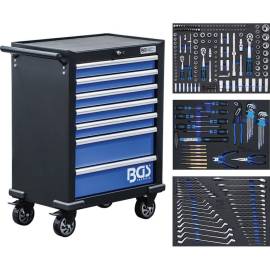 Servante d Atelier 7 Tiroirs - 263 Outils Complets - Rangement Robuste et Mobile, Acier, Pro, 263 pcs - D-Work