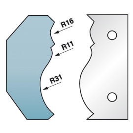 Jeu de 2 fers profilés Ht. 90 x 5,5 mm corniche N°6 M590.351 pour porte-outils de toupie - Diamwood Platinum