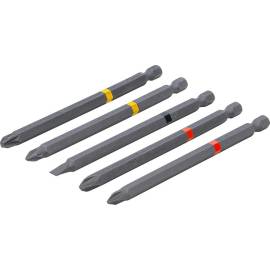 Jeu d Embouts 5 pcs 110 mm - Entraînement Six Pans 6,3 mm, Cruciformes PH et PZ, Plats - Polyvalence et Précision - D-Work