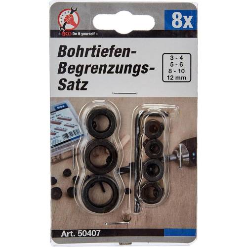 Kit de Limitation de Prof. de Perçage 8 pcs - Accessoires Précis et Polyvalents, Acier - D-Work