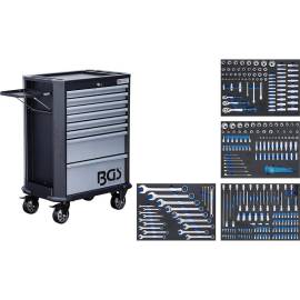 Servante d Atelier 8 Tiroirs - 296 Outils Complets - Rangement Robuste et Mobile pour Atelier, Acier - D-Work