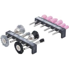 Jeu de Brosses à Fil d Acier Plastique 12 Pièces - Pour Meuleuse, Résistant et Pratique - BGS