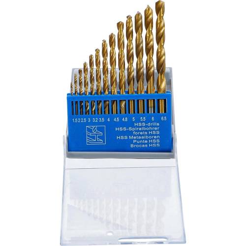 Jeu de Forets Hélicoïdaux HSS Nitrurés au Titane 1,5-6,5 mm - 13 pcs - Précision et Durabilité - D-Work
