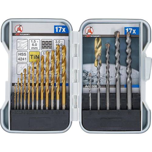 Jeu de Forets Combinés 1,5-10 mm - 17 pcs - Acier Haute Qualité - Perçage Précis et Polyvalent - D-Work