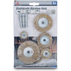 Jeu de Brosses à Fil d Acier 8 Pièces - Ø25 à 75 mm - Acier Résistant - Nettoyage et Décapage Efficace - BGS