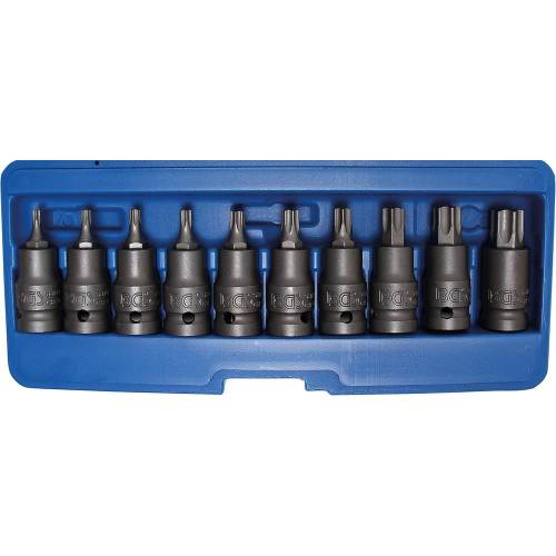 Jeu de Douilles et Embouts Choc 12,5 mm (1/2) Profil T Torx T20-T70 - 10 pcs - Précision et Robustesse - D-Work