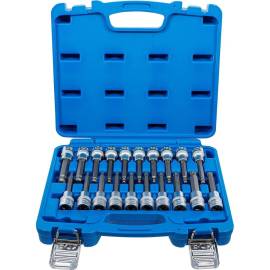 Jeu de Douilles et Embouts 12,5 mm (1/2) - 20 pcs, Six Pans Femelle, Profil T et Polygone Femelle - Polyvalence et Pré - D-Work