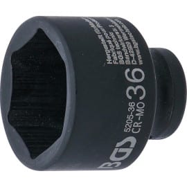 Douille à Choc Six Pans 12,5 mm (1/2 ) 36 mm - Acier Résistant - Usage Professionnel - BGS