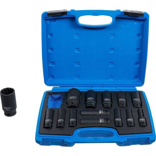 Jeu de Douilles à Choc Gear Lock 1/2 10-32 mm - 14 pcs - Résistant et Pratique, Acier, Pro - D-Work
