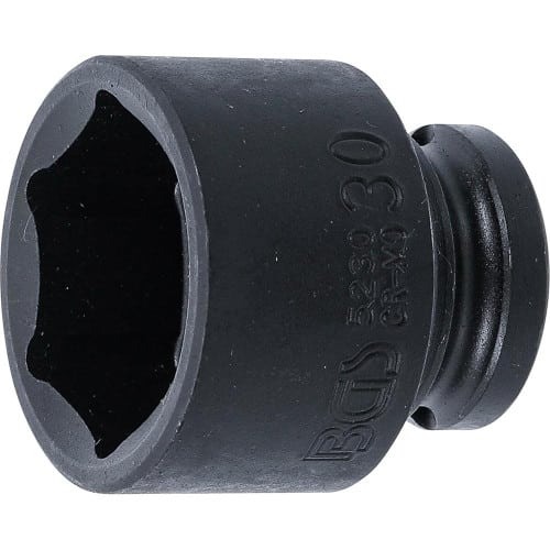 Douille à Choc Six Pans 12,5 mm (1/2) - 30 mm Résistante et Précise, Acier - D-Work