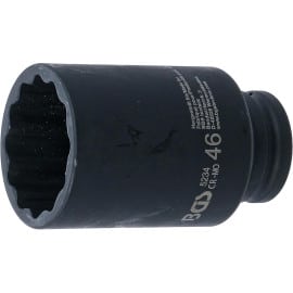 Douille à Choc Longue 12,5 mm (1/2) - Douze Pans, 46 mm - Puissance et Durabilité, Acier, Zones Difficiles - D-Work