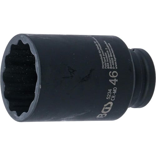 Douille à Choc Longue 12,5 mm (1/2) - Douze Pans, 46 mm - Puissance et Durabilité, Acier, Zones Difficiles - D-Work