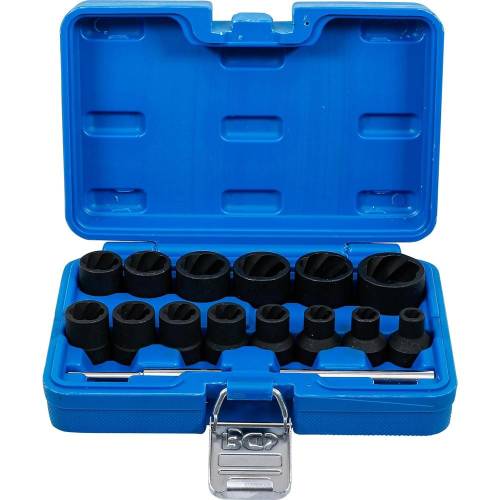 Jeu de Douilles Spiralées 16 pcs 8-27 mm - Extracteur de Vis 12,5 mm (1/2) - Résistant et Pratique pour Dévissage - D-Work