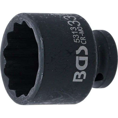 Douille à Choc 12 Pans 12,5 mm (1/2) 33 mm - Acier Résistant - Usage Professionnel et Précis - D-Work