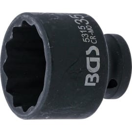 Douille à Choc 12 Pans 12,5 mm (1/2) - 35 mm - Acier Résistant - Usage Professionnel, Zones Difficiles - D-Work