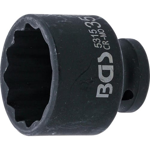 Douille à Choc 12 Pans 12,5 mm (1/2 ) - 35 mm - Acier Résistant - Usage Professionnel - BGS