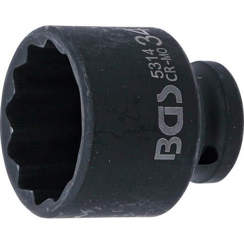 Douille à Choc 12,5 mm (1/2) 34 mm - Douze Pans - Puissance et Précision, Acier - D-Work