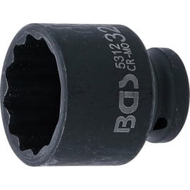 Douille à Choc 12,5 mm (1/2) 32 mm - Douze Pans - Puissance et Précision, Acier, Pro - D-Work