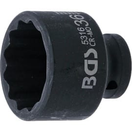 Douille à Choc 12,5 mm (1/2) 36 mm - Douze Pans - Puissance et Précision, Acier - D-Work