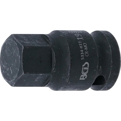 Douille à Embouts à Choc 42 mm - 12,5 mm (1/2 ), Six Pans Intérieurs 19 mm - Résistante et Précise - BGS