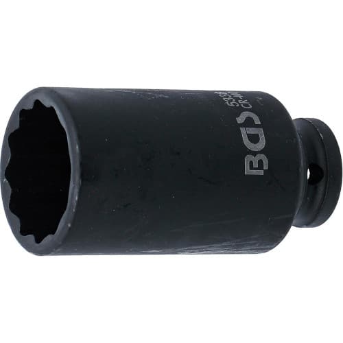 Douille à Choc Longue 12,5 mm (1/2) - 32 mm, Douze Pans - Robuste et Précise, Acier, Zones Difficiles - D-Work